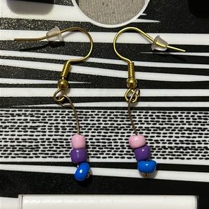 Homemade Bisexual Pride Earrings